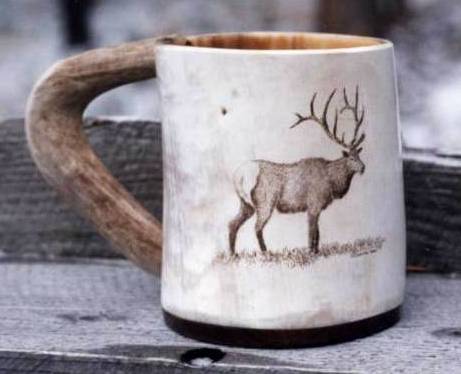 Elk on Horn Cup
